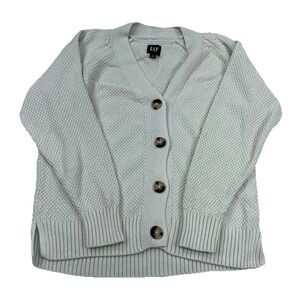 Gap Sweater Women Small Tan Mesh Knit Cardigan Button Up Ribbed Teacher Ladies